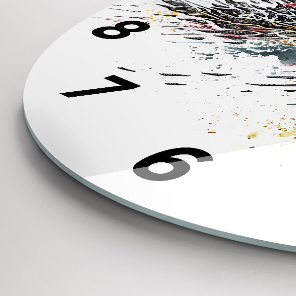 Round glass wall clock A warrior on the hunt