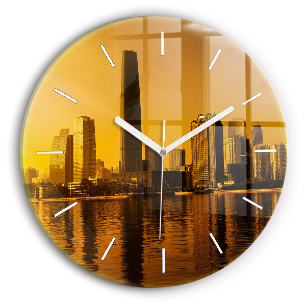 Round glass wall clock Zhujiang River China