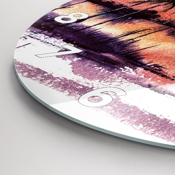 Round glass wall clock Tropical Landscape