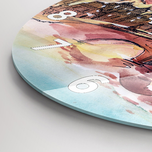 Round glass wall clock Painted Landscape of Paris
