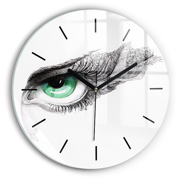 Round glass wall clock Abstraction of the human eye