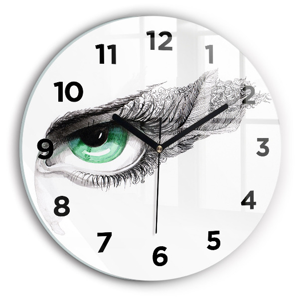 Round glass wall clock Abstraction of the human eye