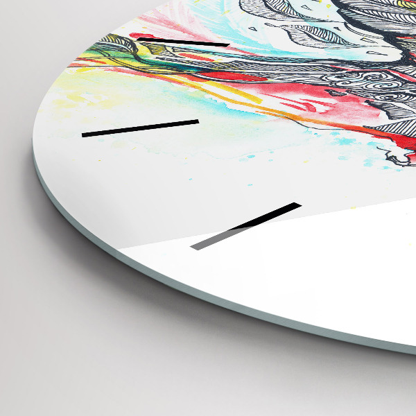 Round glass wall clock Colorful Parrot in Flight