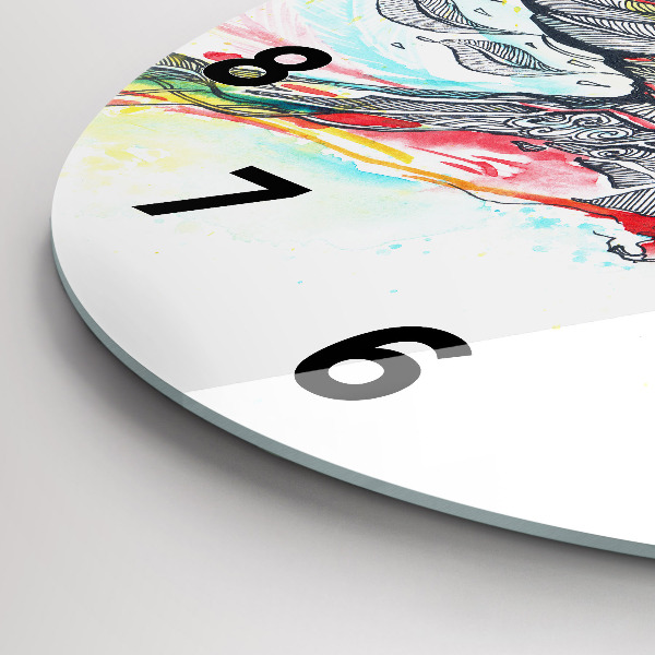 Round glass wall clock Colorful Parrot in Flight