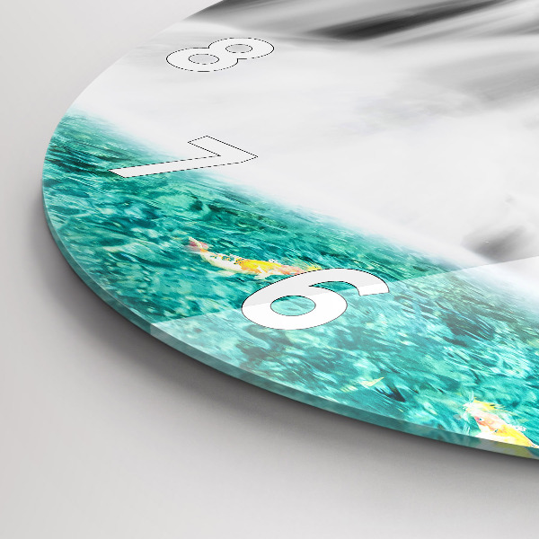Round glass wall clock Waterfall in Thailand