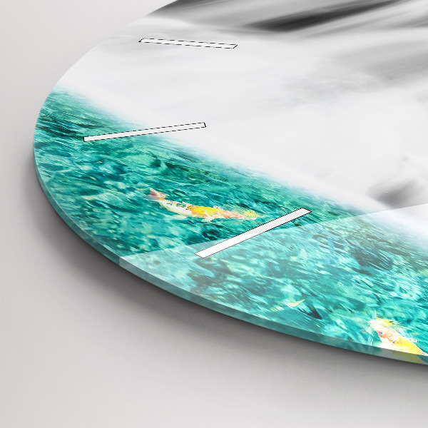 Round glass wall clock Waterfall in Thailand