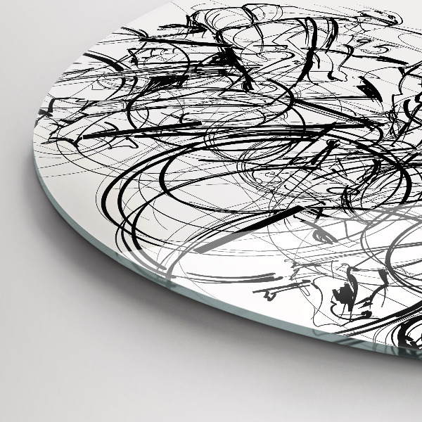 Round glass wall clock Cycling race drawing