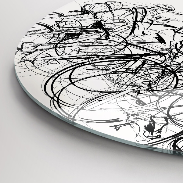 Round glass wall clock Cycling race drawing