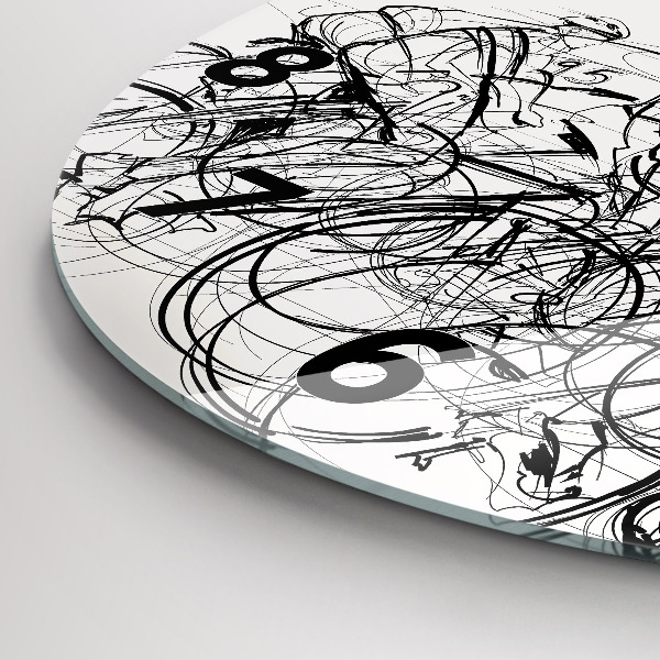 Round glass wall clock Cycling race drawing