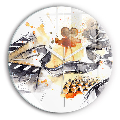 Round glass wall clock Cinematography camera