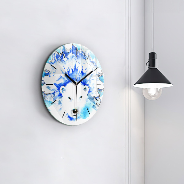 Round glass wall clock Bear on the ice background