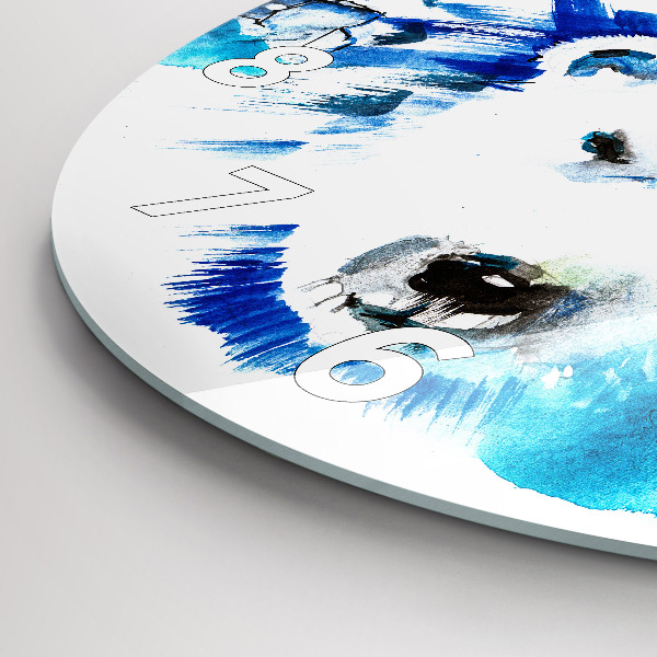 Round glass wall clock Bear on the ice background