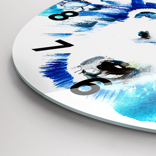 Round glass wall clock Bear on the ice background