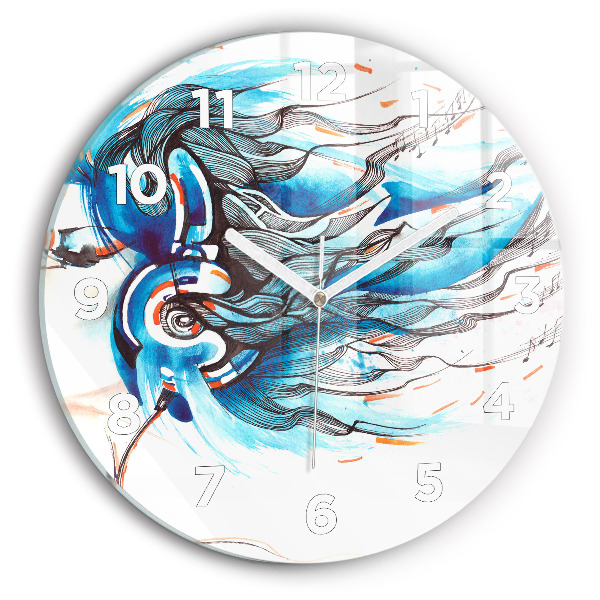Round glass wall clock Illustration of a handset