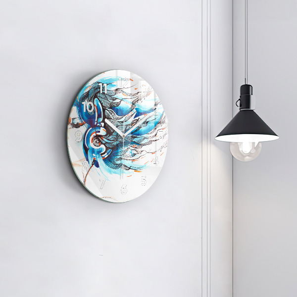 Round glass wall clock Illustration of a handset