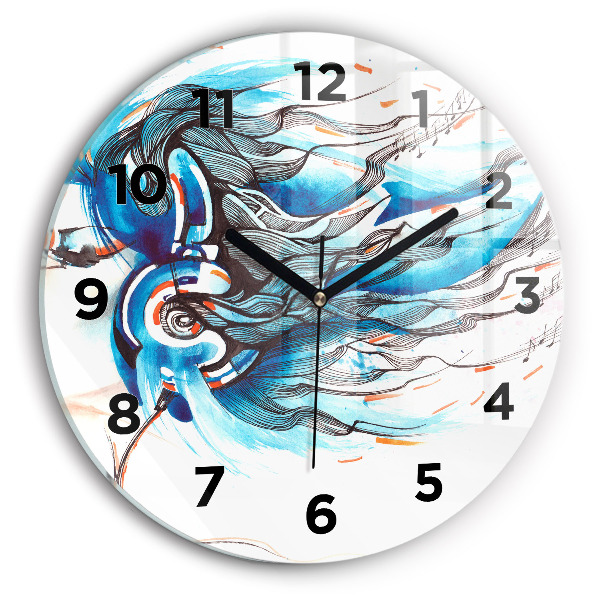 Round glass wall clock Illustration of a handset