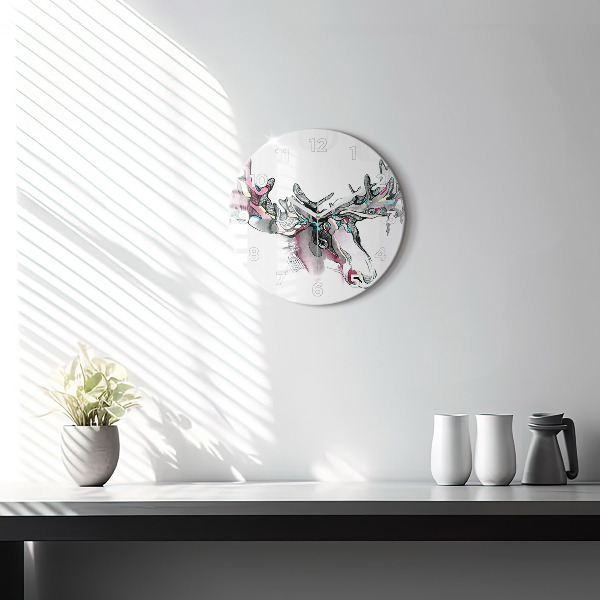 Round glass wall clock Moose abstract