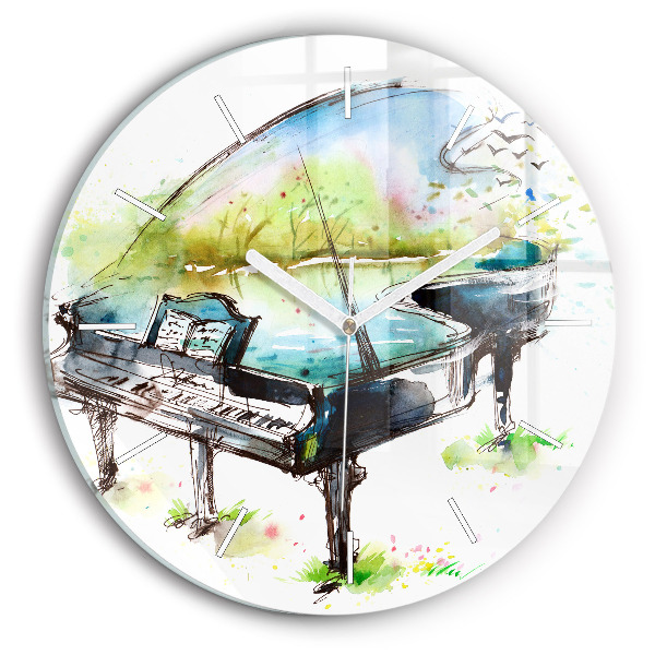 Round glass wall clock Illustration 4 Seasons