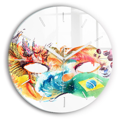 Round glass wall clock Culture - Brazilian flag