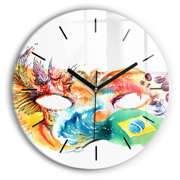 Round glass wall clock Culture - Brazilian flag