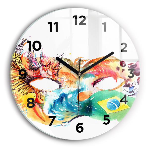Round glass wall clock Culture - Brazilian flag