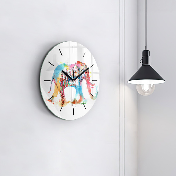 Round glass wall clock Indian Culture