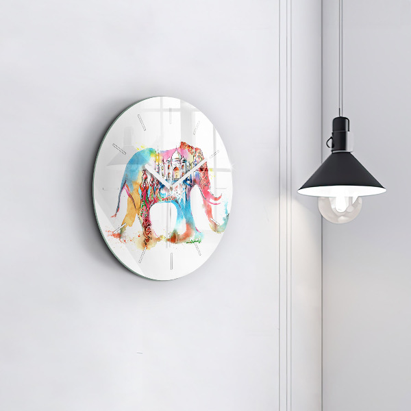 Round glass wall clock Indian Culture