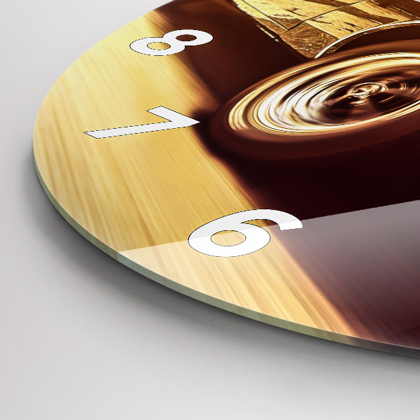 Round glass wall clock Classic old car