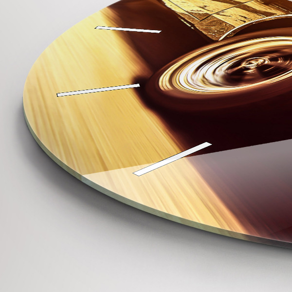 Round glass wall clock Classic old car