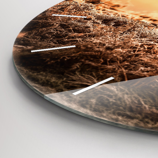 Round glass wall clock Deer at sunrise