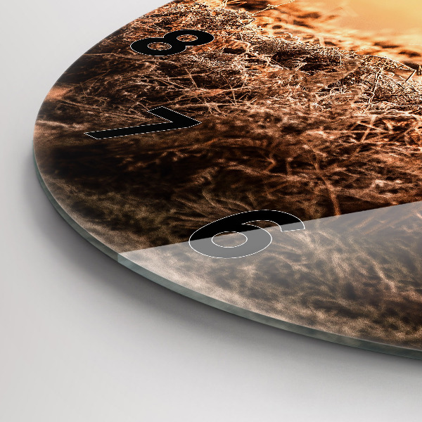 Round glass wall clock Deer at sunrise