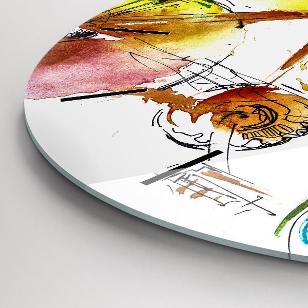 Round glass wall clock Painted bike