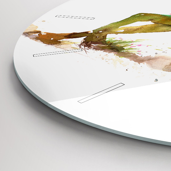 Round glass wall clock Painted Mountains and Horse