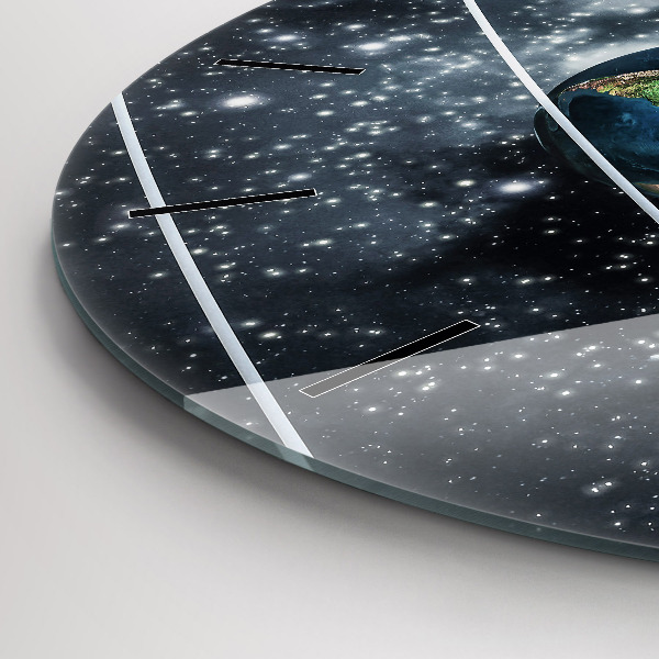 Round glass wall clock The solar system