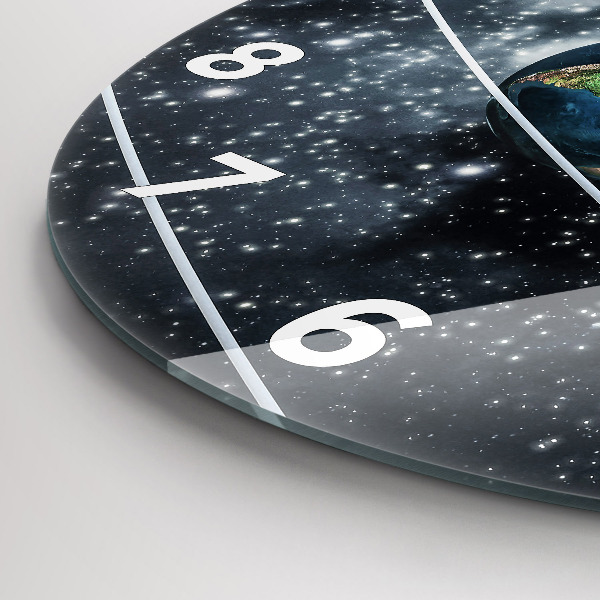 Round glass wall clock The solar system