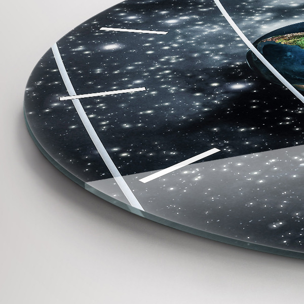 Round glass wall clock The solar system