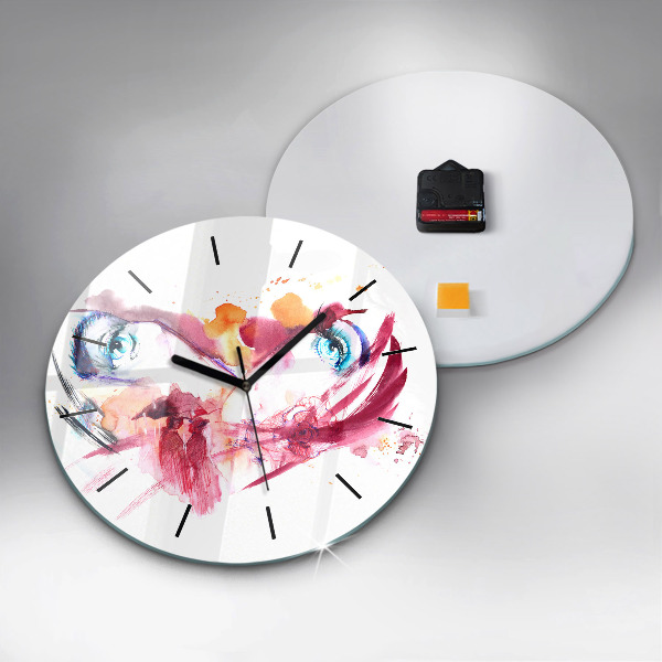 Round glass wall clock Romantic couple
