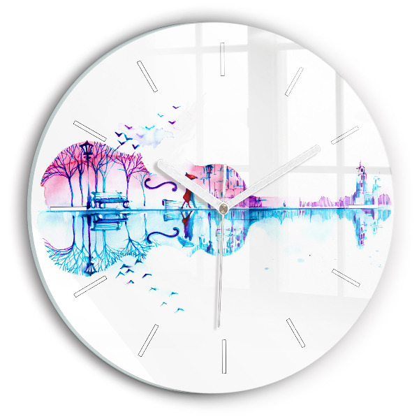 Round glass wall clock Cello Park Lake