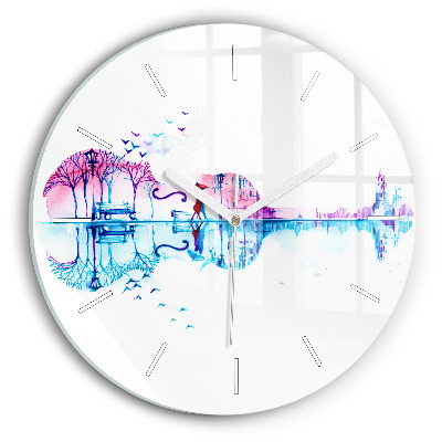 Round glass wall clock Cello Park Lake
