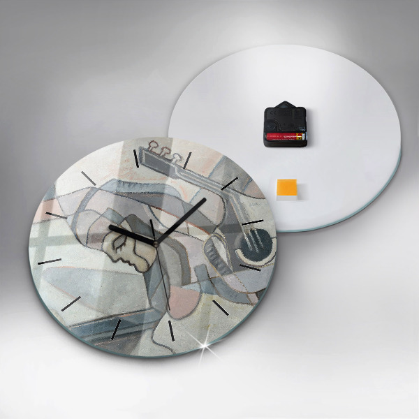 Round glass wall clock Abstract painting