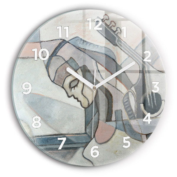 Round glass wall clock Abstract painting