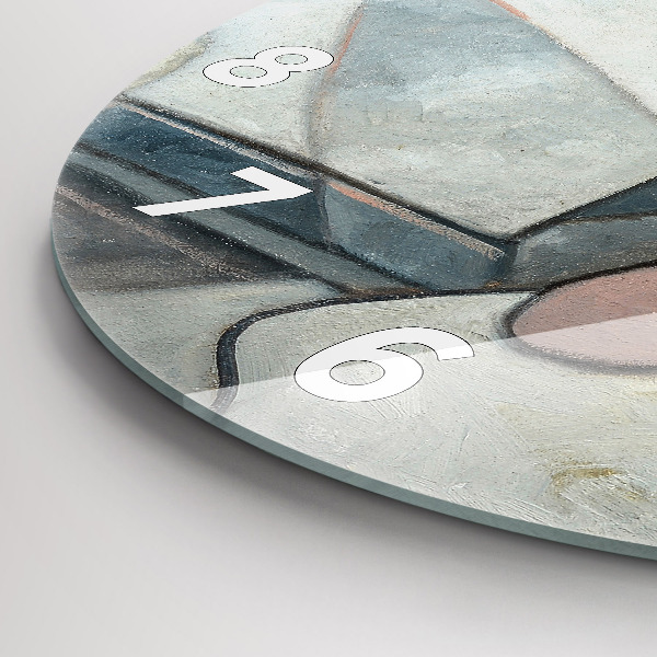 Round glass wall clock Abstract painting