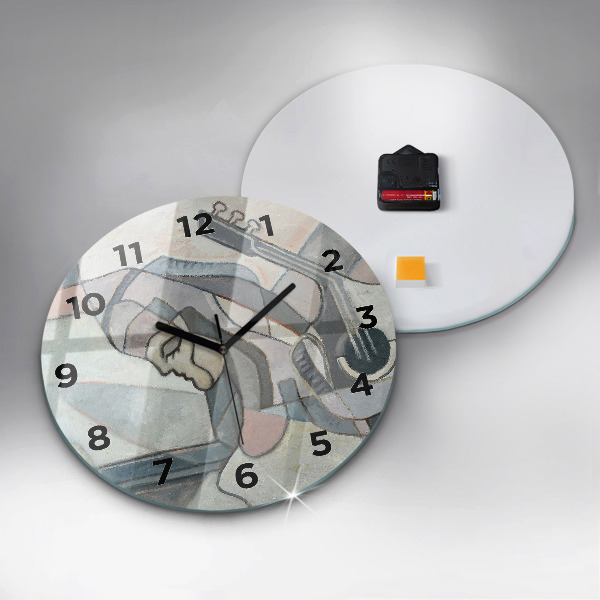 Round glass wall clock Abstract painting