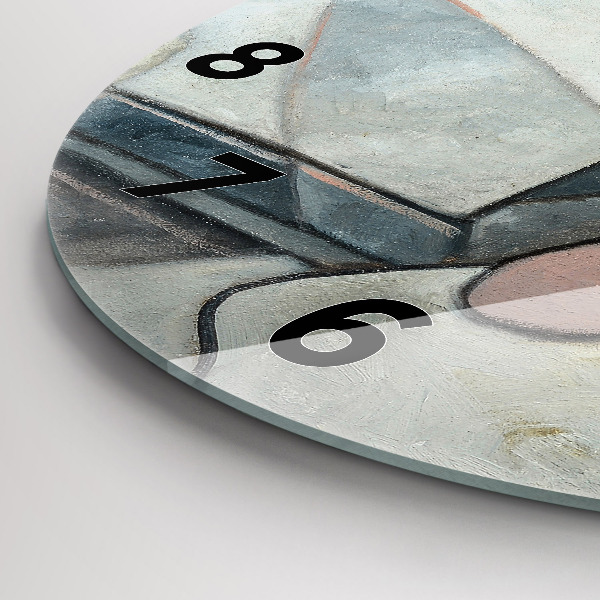 Round glass wall clock Abstract painting