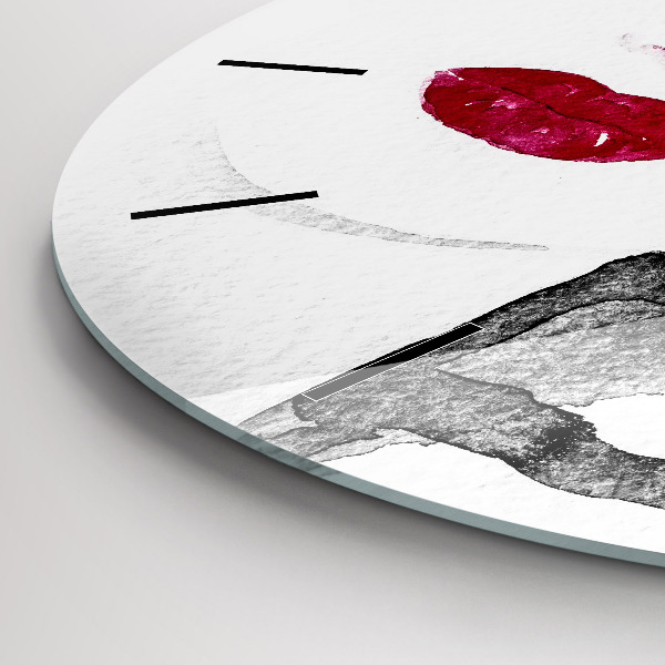 Round glass wall clock Portrait of a woman