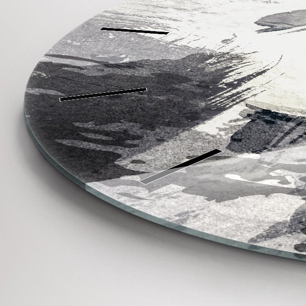 Round glass wall clock Woman - watercolors