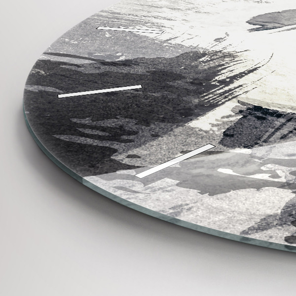 Round glass wall clock Woman - watercolors