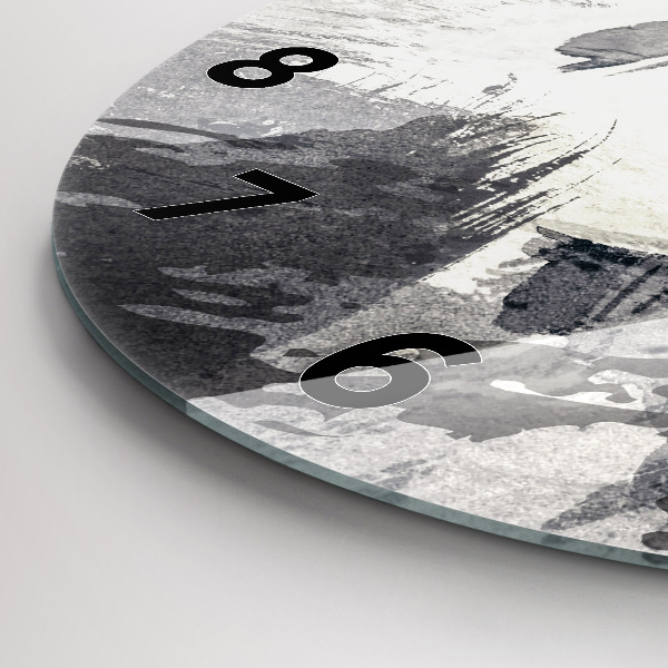 Round glass wall clock Woman - watercolors