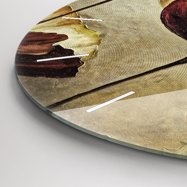 Round glass wall clock Painted poppies