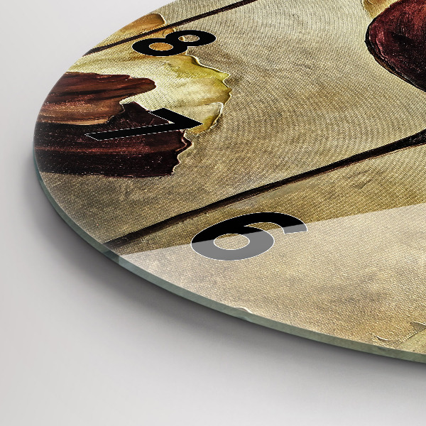 Round glass wall clock Painted poppies